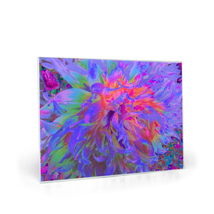 Glass Cutting Boards, Elegant Psychedelic Decorative Dahlia Flower