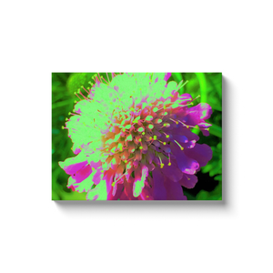 Canvas Wraps, Abstract Pincushion Flower in Lime Green and Purple