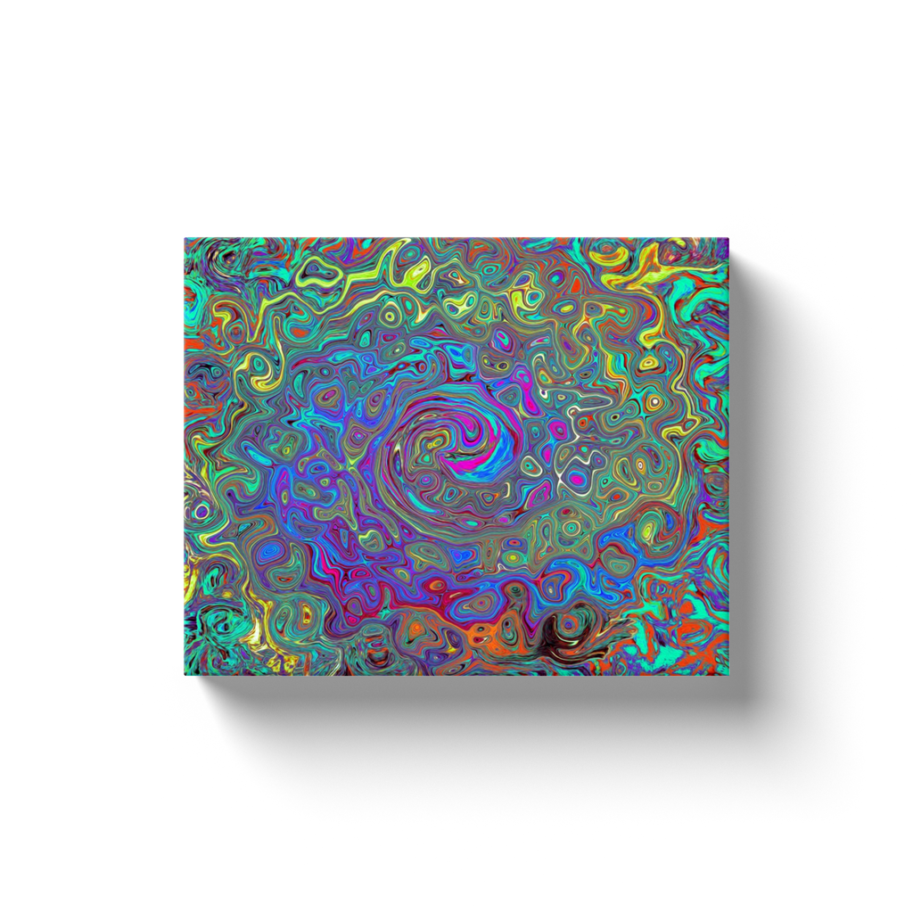 Canvas Wrapped Art Prints, Trippy Magenta and Blue Abstract Retro Swirl