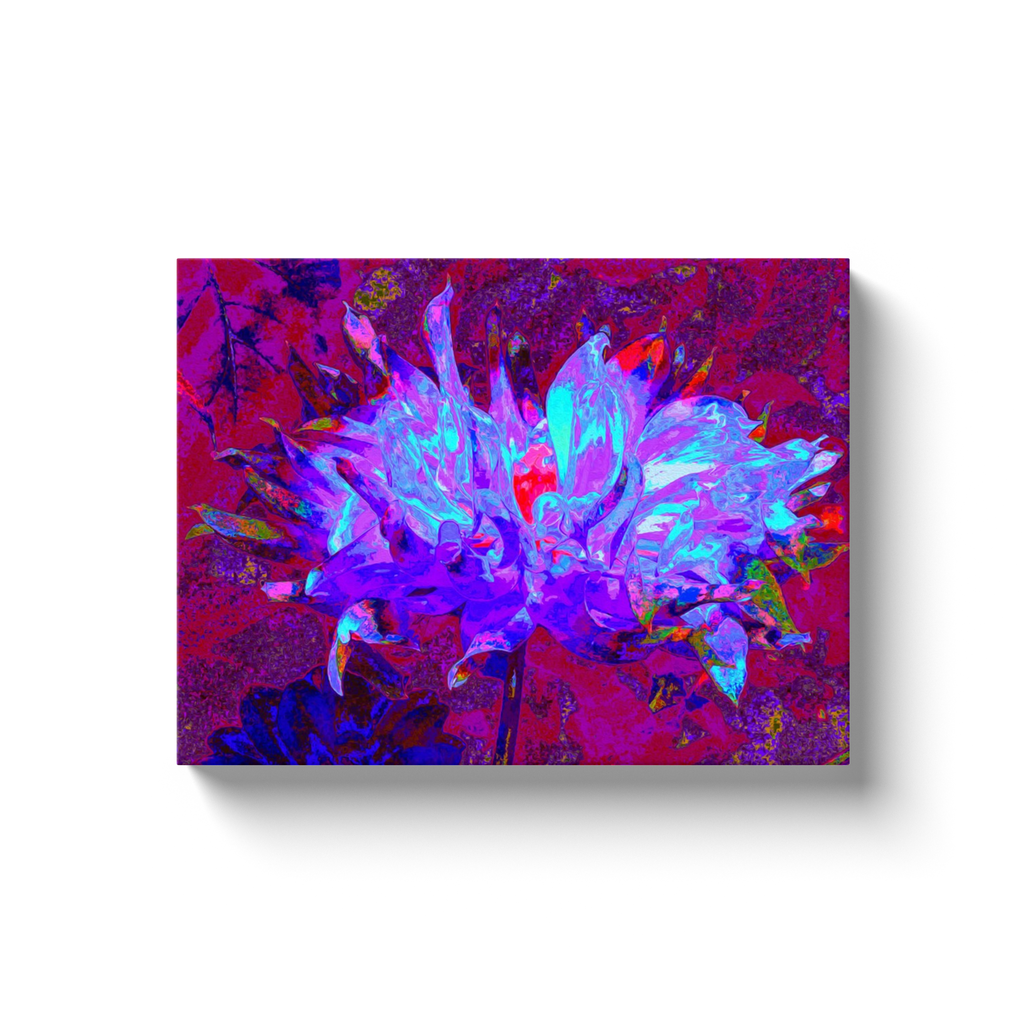 Canvas Wrapped Art Prints, Stunning Psychedelic Dark Blue Cactus Dahlia