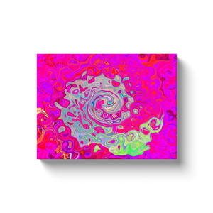 Canvas Wrapped Art Prints, Groovy Abstract Teal Blue and Red Swirl
