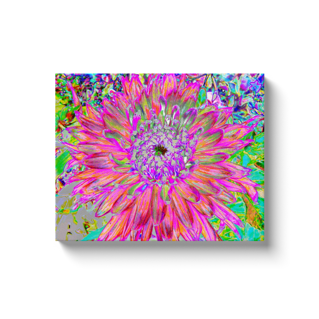 Canvas Wraps, Colorful Rainbow Decorative Dahlia Explosion