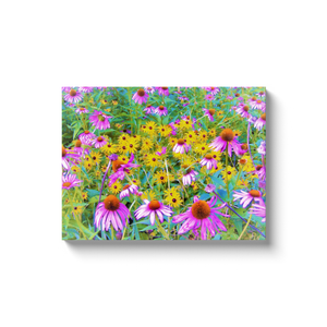 Canvas Wrapped Art Prints, Garden Medley of Yellow, Pink and Purple Flowers