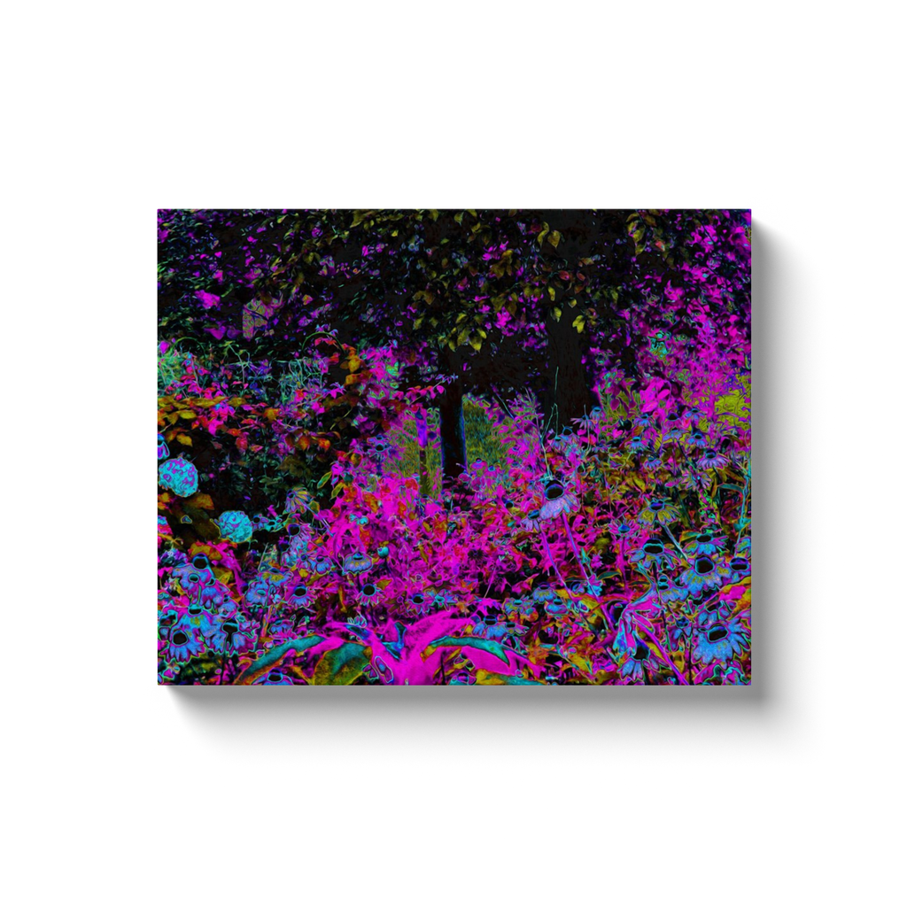 Canvas Wrapped Art Prints, Psychedelic Hot Pink and Black Garden Sunrise
