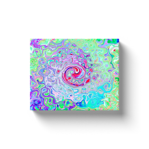Canvas Wraps, Groovy Abstract Retro Pink and Green Swirl