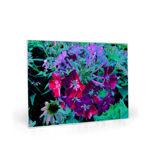 Glass Cutting Boards, Dramatic Red, Purple and Pink Garden Flower