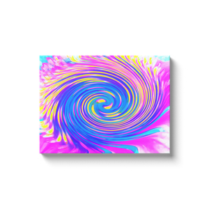 Canvas Wrapped Art Prints, Cool Abstract Pink Blue and Yellow Twirl