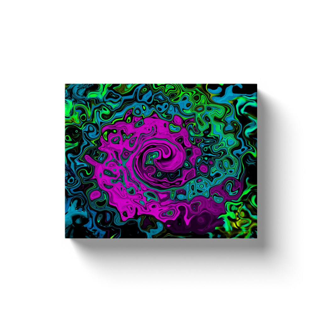 Canvas Wrapped Art Prints, Bold Magenta Abstract Groovy Liquid Art Swirl