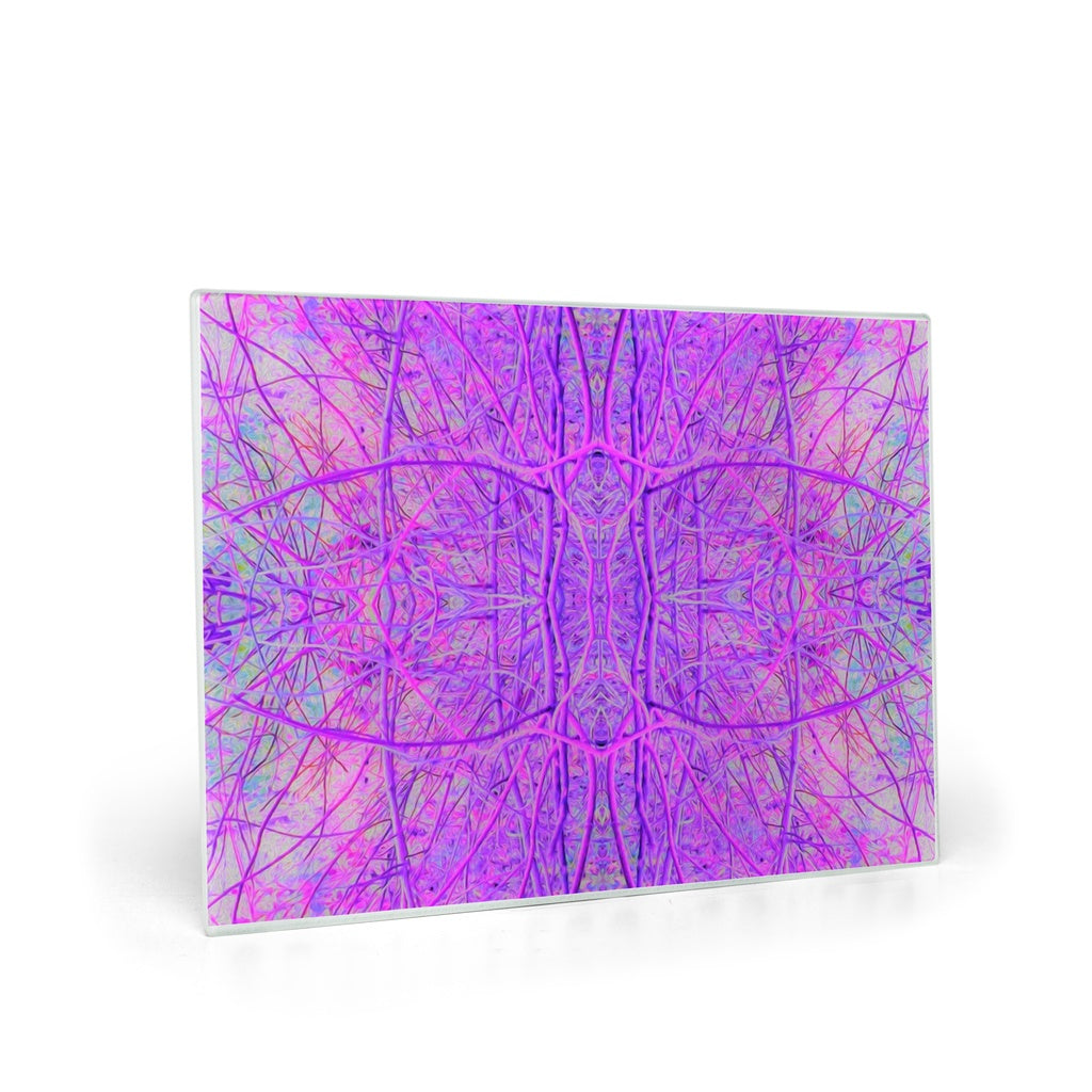 Glass Cutting Board, Hot Pink and Purple Abstract Branch Pattern