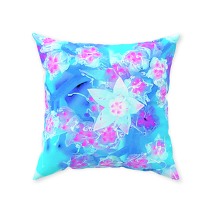 Decorative Throw Pillows, Blue and Hot Pink Succulent Underwater Sedum