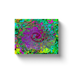 Canvas Wrapped Art Prints, Groovy Purple Abstract Retro Liquid Swirl