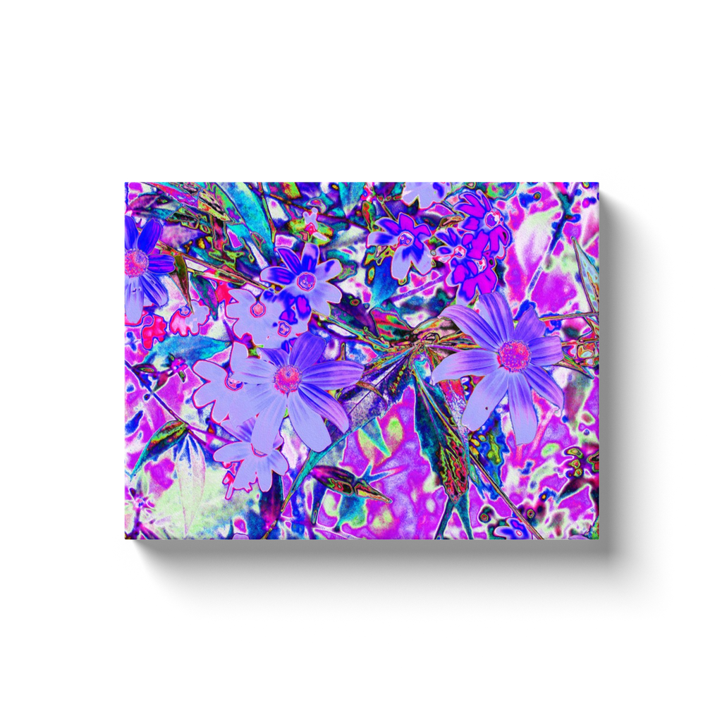 Canvas Wrapped Art Prints, Trippy Purple and Magenta Colorful Wildflowers