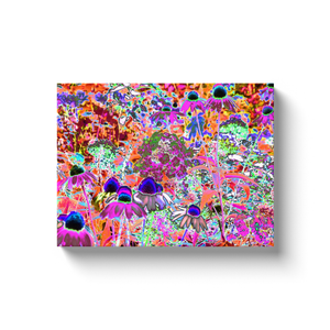 Canvas Wrapped Art Prints, Psychedelic Hot Pink and Lime Green Garden Flowers