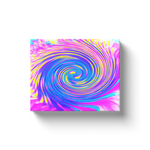 Canvas Wrapped Art Prints, Cool Abstract Pink Blue and Yellow Twirl