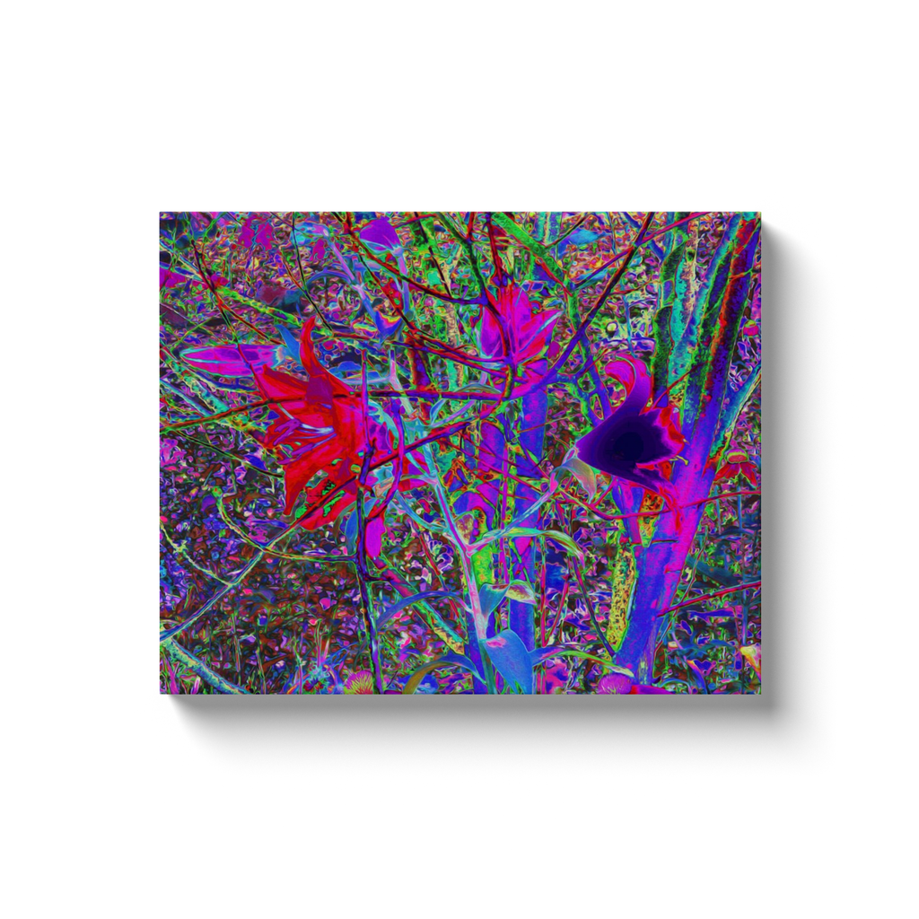 Canvas Wraps, Psychedelic Abstract Rainbow Colors Lily Garden