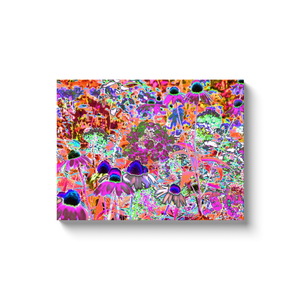 Canvas Wrapped Art Prints, Psychedelic Hot Pink and Lime Green Garden Flowers