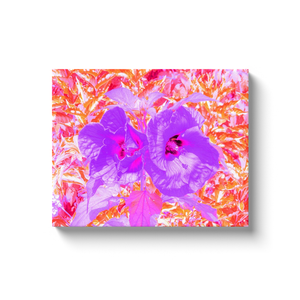 Canvas Wraps, Two Purple and Hot Pink Plum Crazy Hibiscus