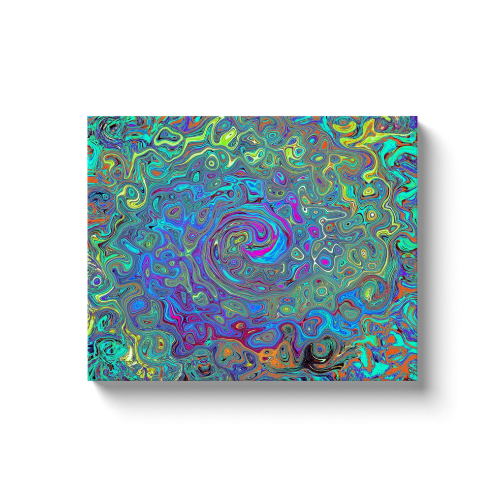 Canvas Wrapped Art Prints, Magenta, Blue and Sea Foam Green Retro Swirl