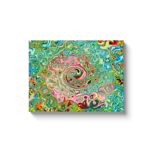 Canvas Wrapped Art Prints, Retro Groovy Abstract Colorful Rainbow Swirl