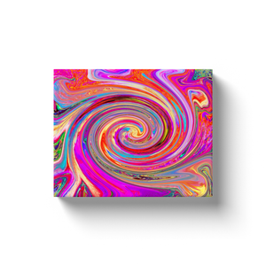 Canvas Wrapped Art Prints, Colorful Rainbow Swirl Retro Abstract Design