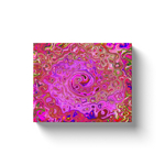 Canvas Wrapped Art Prints, Hot Pink Marbled Colors Abstract Retro Swirl