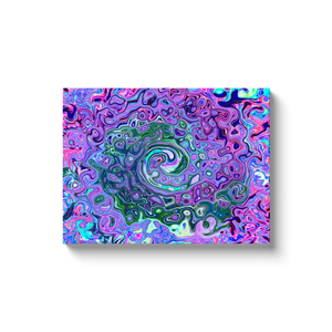 Canvas Wrapped Art Prints, Groovy Abstract Retro Green and Purple Swirl