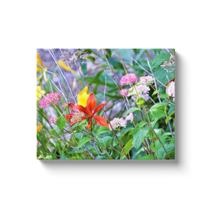 Canvas Wrapped Art Prints, Stormy Garden Landscape with Hydrangea and Lilies