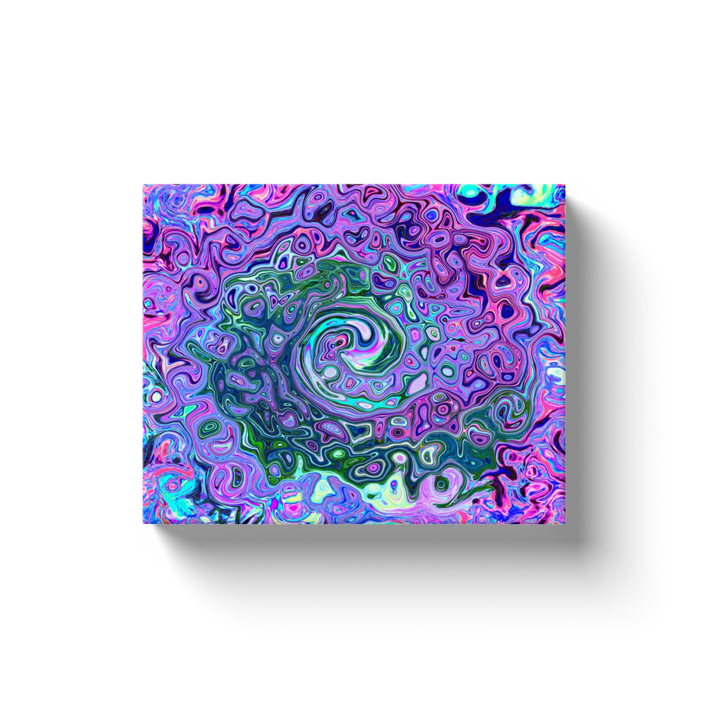 Canvas Wrapped Art Prints, Groovy Abstract Retro Green and Purple Swirl