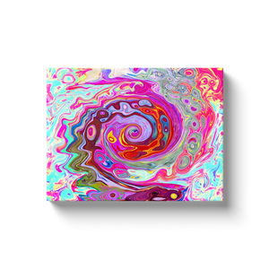 Canvas Wraps, Groovy Abstract Retro Hot Pink and Blue Swirl