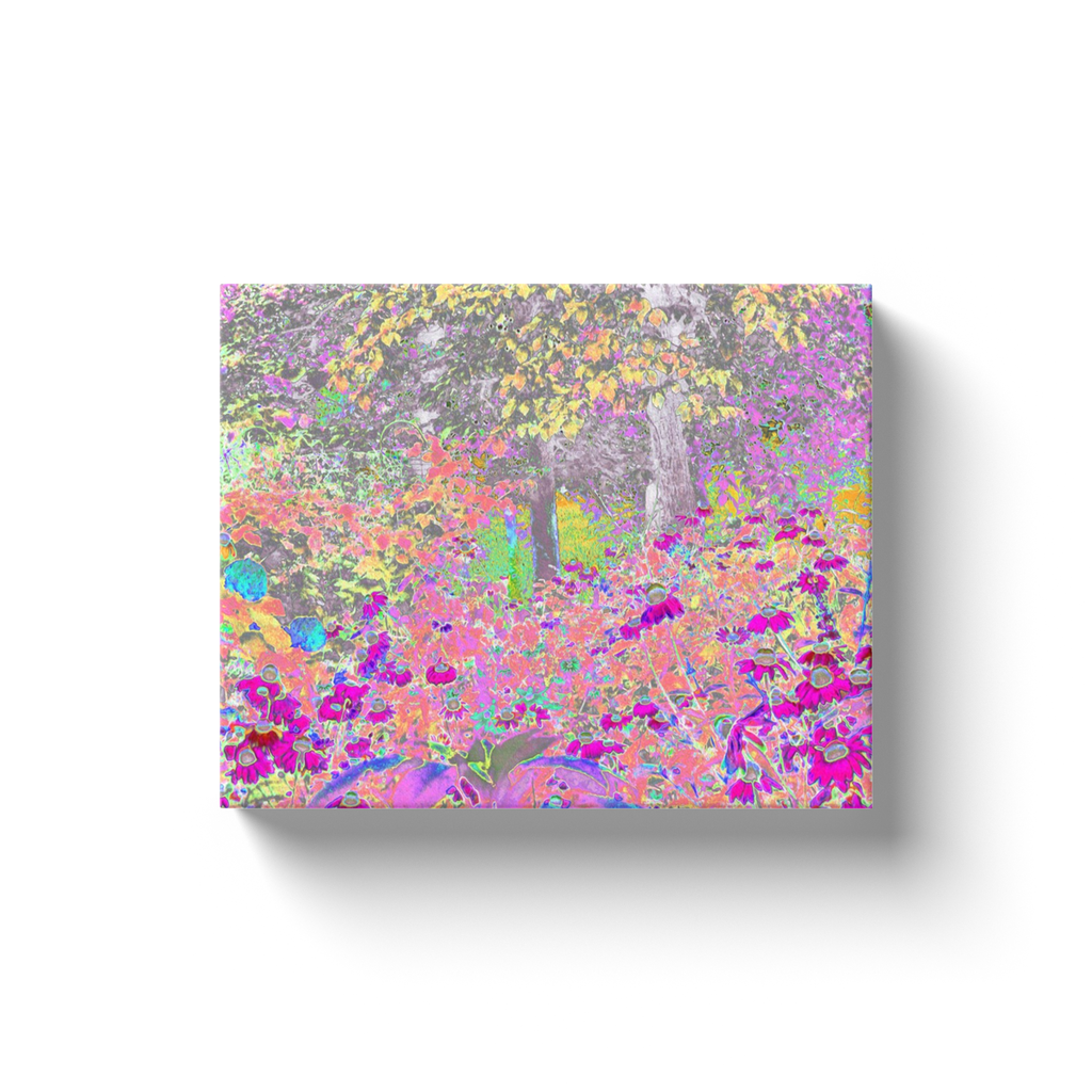 Canvas Wrapped Art Prints, Watercolor Garden Sunrise with Purple Flowers
