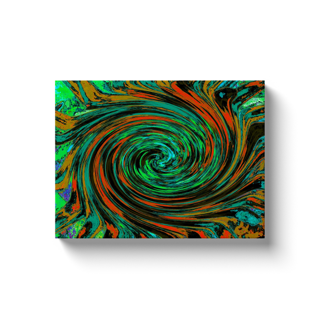 Canvas Wraps, Dramatic Lime Green and Orange Abstract Retro Twirl