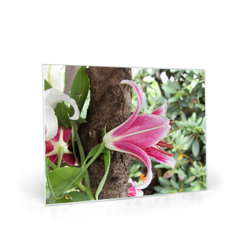 Glass Cutting Boards, Elegant Stargazer Lily Flower