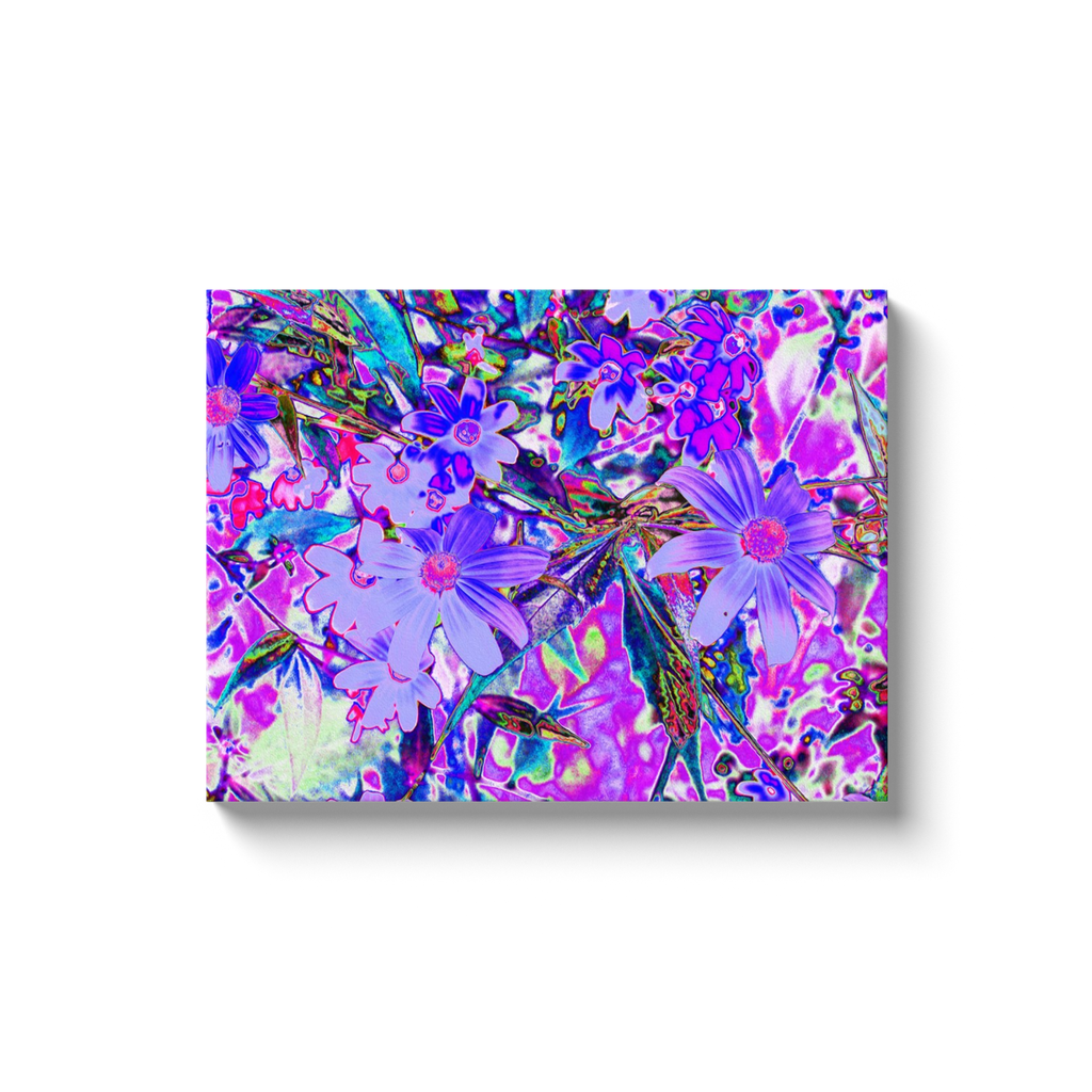 Canvas Wrapped Art Prints, Trippy Purple and Magenta Colorful Wildflowers