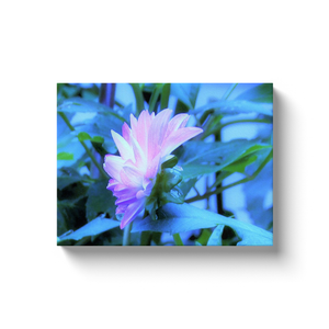 Canvas Wraps, White and Purple Dahlia Profile on Blue