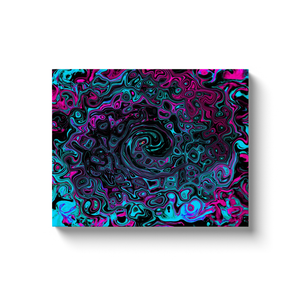 Canvas Wrapped Art Prints, Retro Aqua Magenta and Black Abstract Swirl
