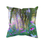 Decorative Throw Pillows, Bright Sunrise with Pink Coneflowers in My Rubio Garden