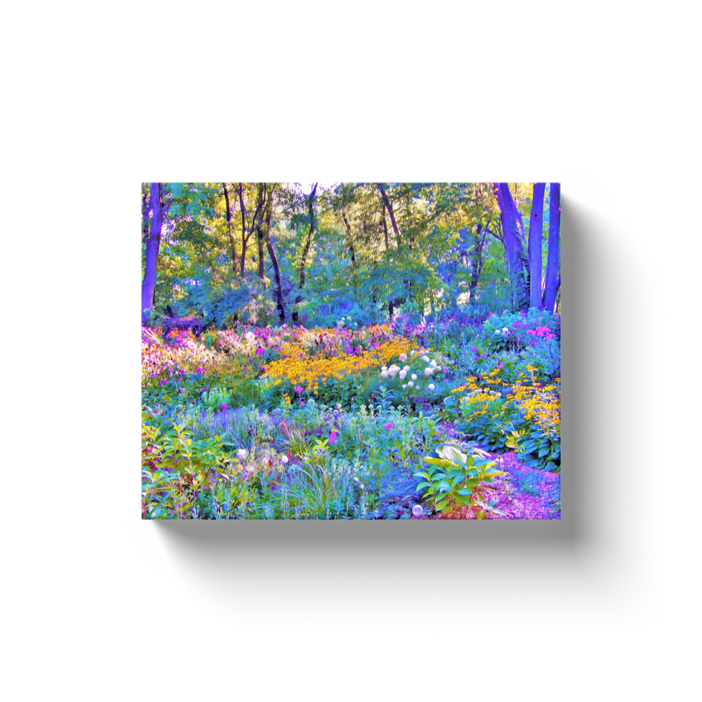 Canvas Wrapped Art Prints, Yellow Flower Garden Trees and Hydrangea