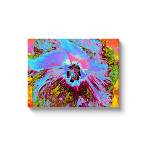 Canvas Wraps, Psychedelic Cornflower Blue and Magenta Hibiscus