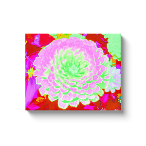 Canvas Wrapped Art Prints, Pretty Pink and Green Zinnia in the Summer Garden