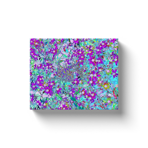 Canvas Wraps, Aqua Garden with Violet Blue and Hot Pink Flowers