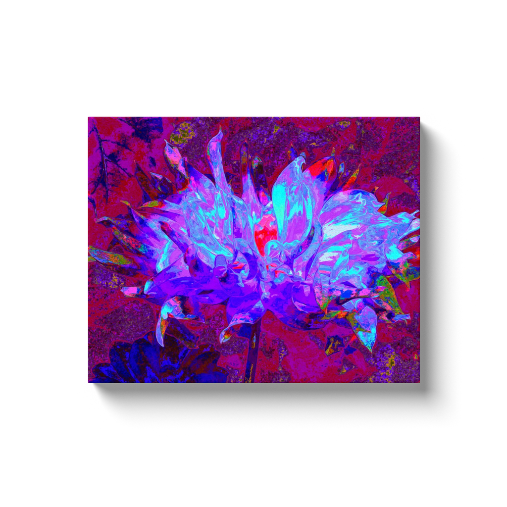 Canvas Wrapped Art Prints, Stunning Psychedelic Dark Blue Cactus Dahlia