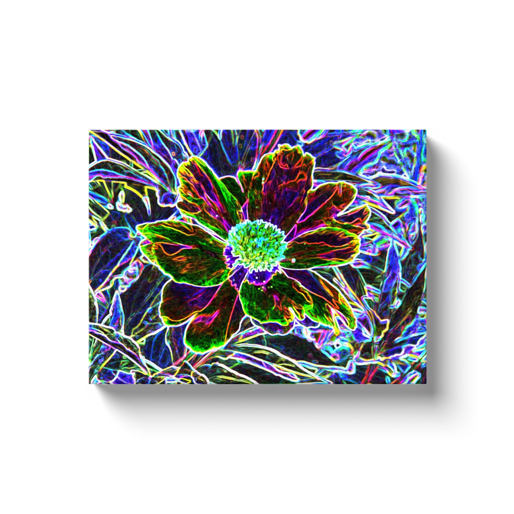 Canvas Wraps, Abstract Garden Peony in Black and Blue