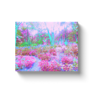 Canvas Wrapped Art Prints, Impressionistic Pink and Turquoise Garden Landscape