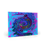 Glass Cutting Boards, Groovy Abstract Retro Blue and Purple Swirl