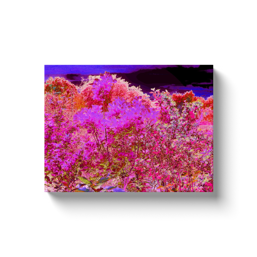 Canvas Wrapped Art Prints, Colorful Abstract Foliage Garden with Purple Sunset