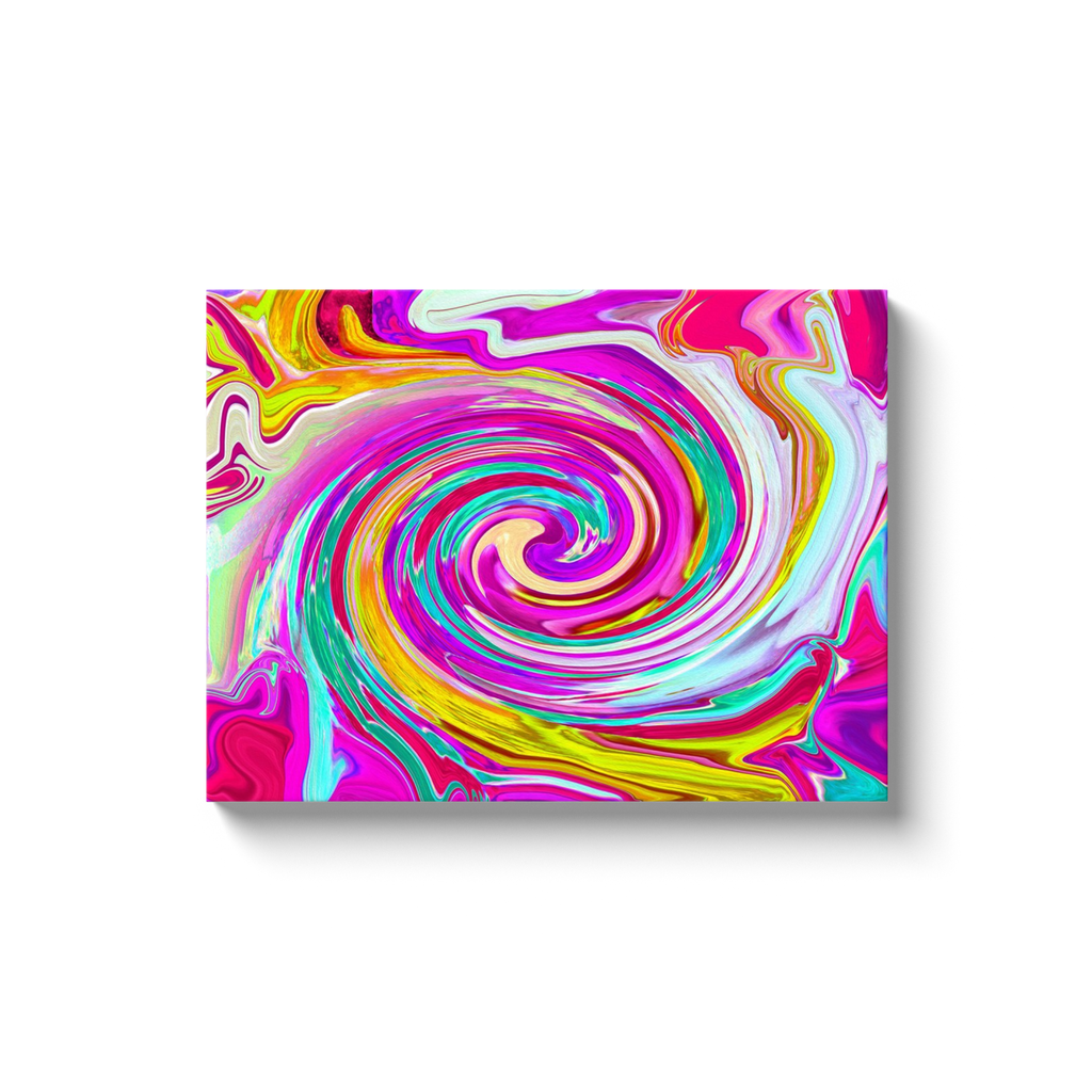 Canvas Wrapped Art Prints, Colorful Fiesta Swirl Retro Abstract Design