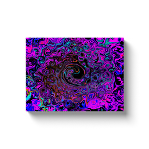 Canvas Wrapped Art Prints, Trippy Black and Magenta Retro Liquid Swirl