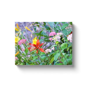 Canvas Wrapped Art Prints, Stormy Garden Landscape with Hydrangea and Lilies