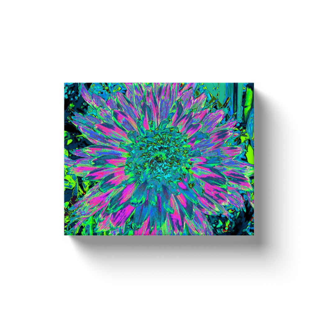 Canvas Wraps, Psychedelic Magenta, Aqua and Lime Green Dahlia