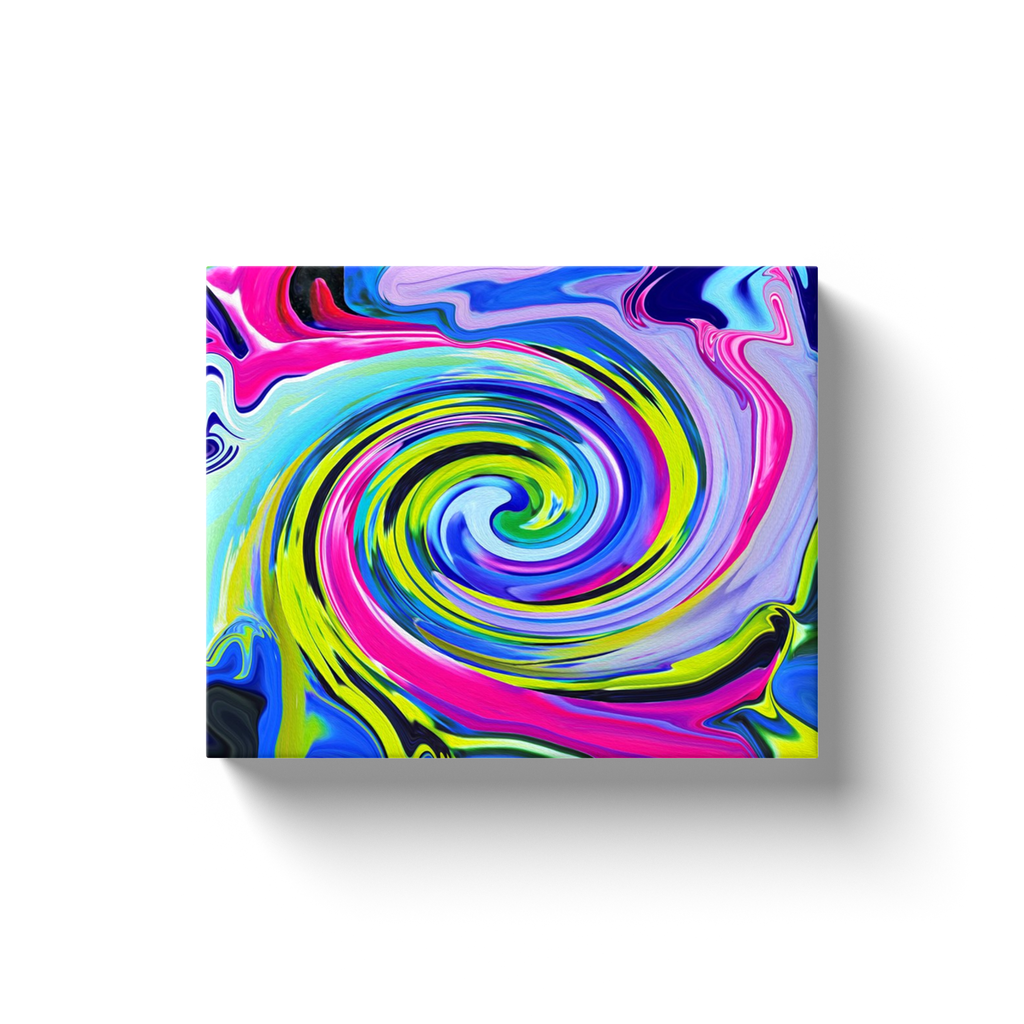 Canvas Wraps, Groovy Abstract Yellow and Navy Blue Swirl